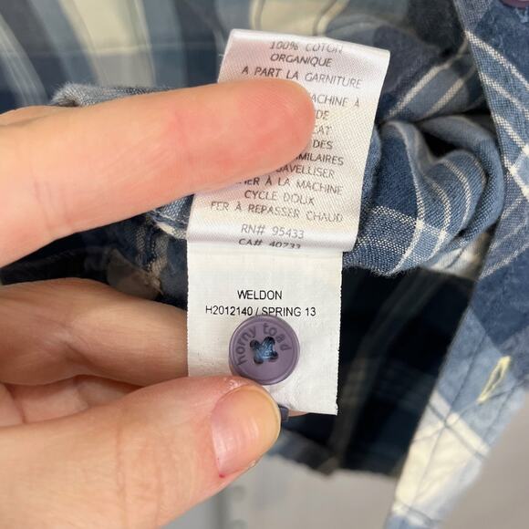 HORNY TOAD & Co XL Weldon Short Sleeve Shirt Plaid Button Up Organic Cotton Blue - Picture 9 of 10